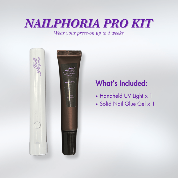 Solid Nail Glue Gel & Handheld UV Light